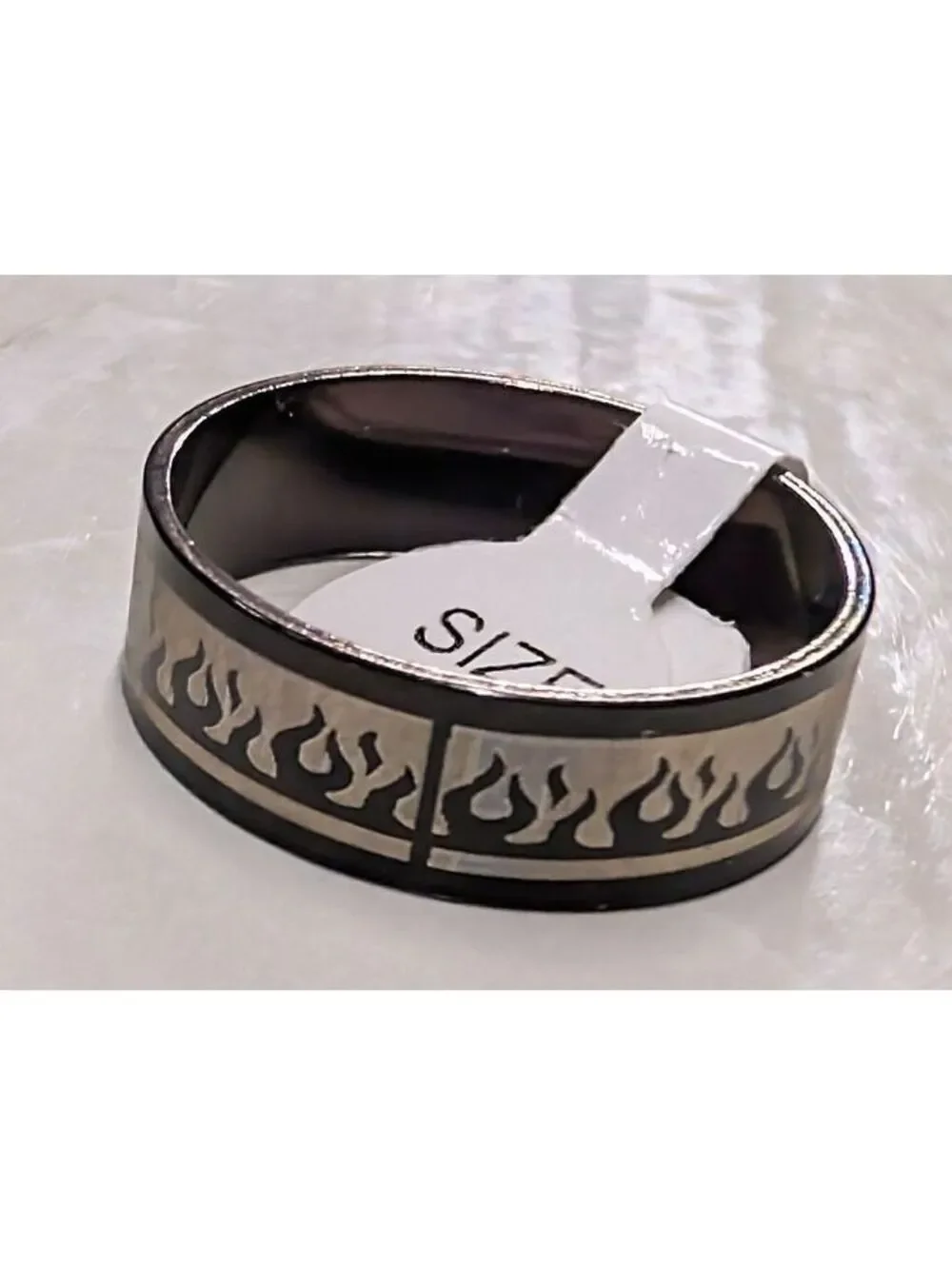 New Stainless Steel Ring Size 11 Black Gold Metal Flames Band Biker Goth Rocker